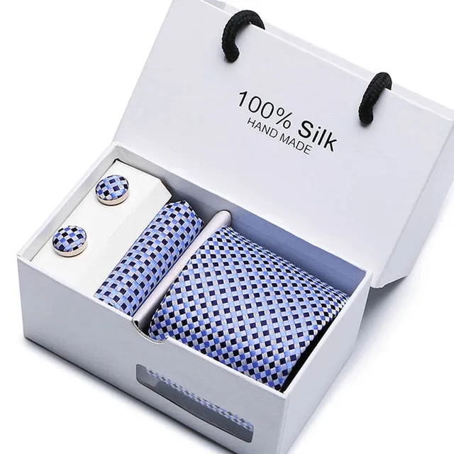 Extra Long 100% Silk Men Tie Set