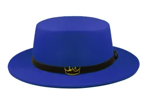 Flat Felt Fedora ( Blue )