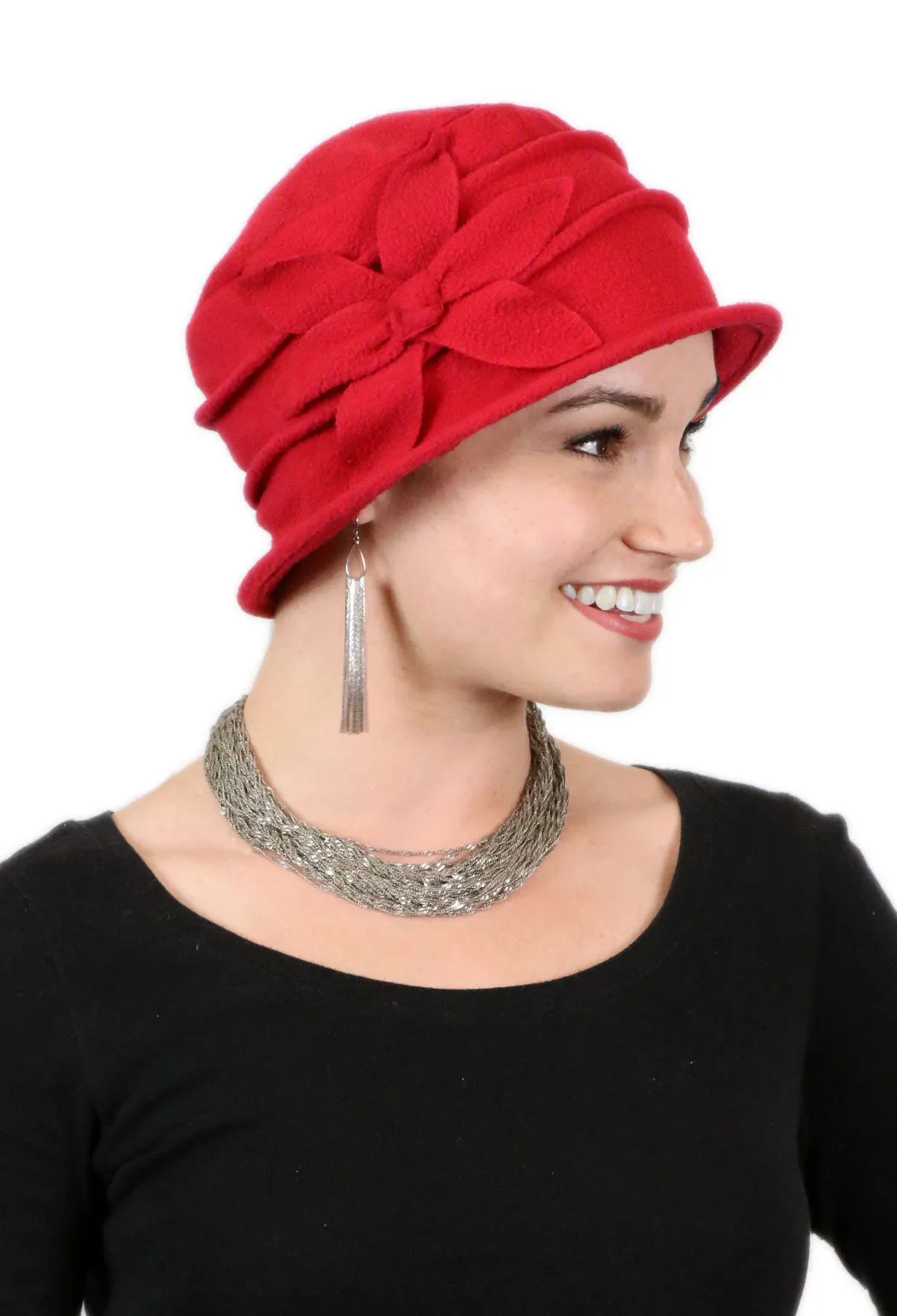 Fleece Flower Cloche Hat For Women Chemo Headwear