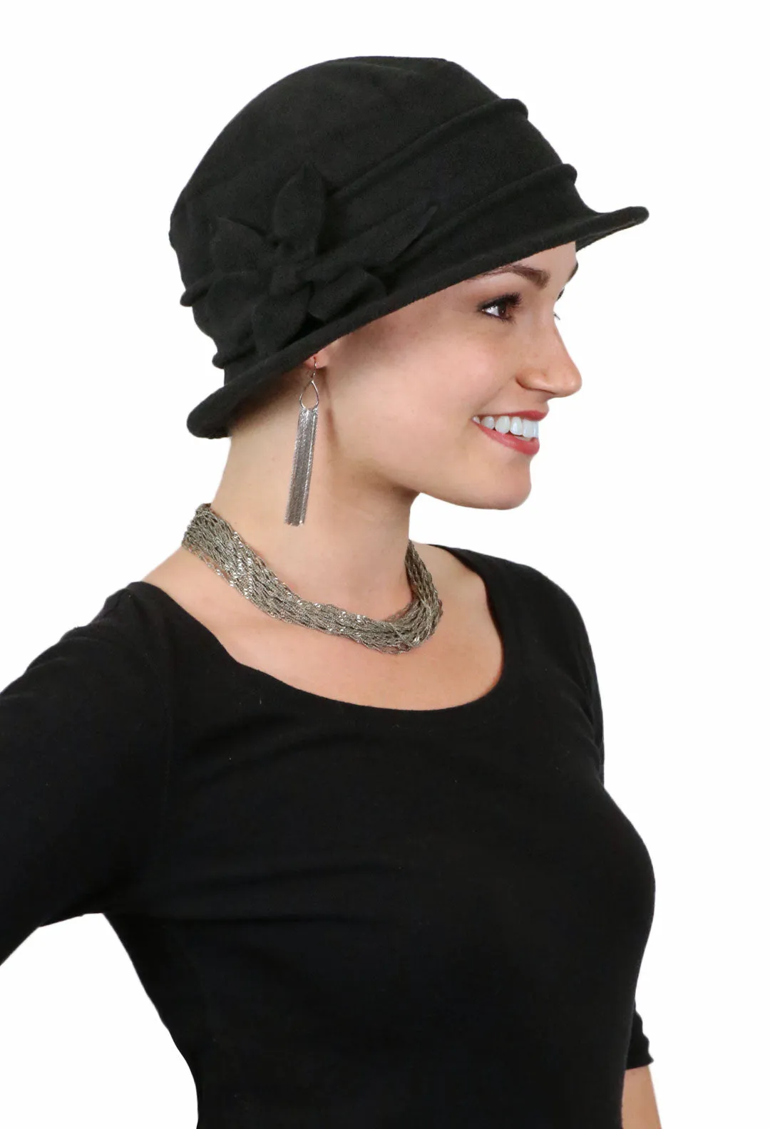 Fleece Flower Cloche Hat For Women Chemo Headwear