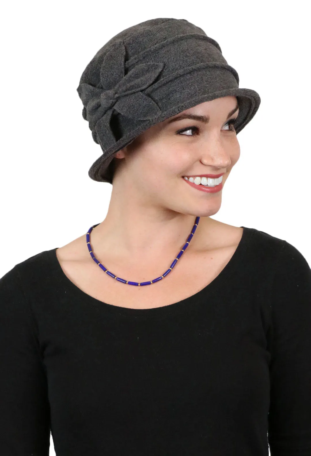 Fleece Flower Cloche Hat For Women Chemo Headwear