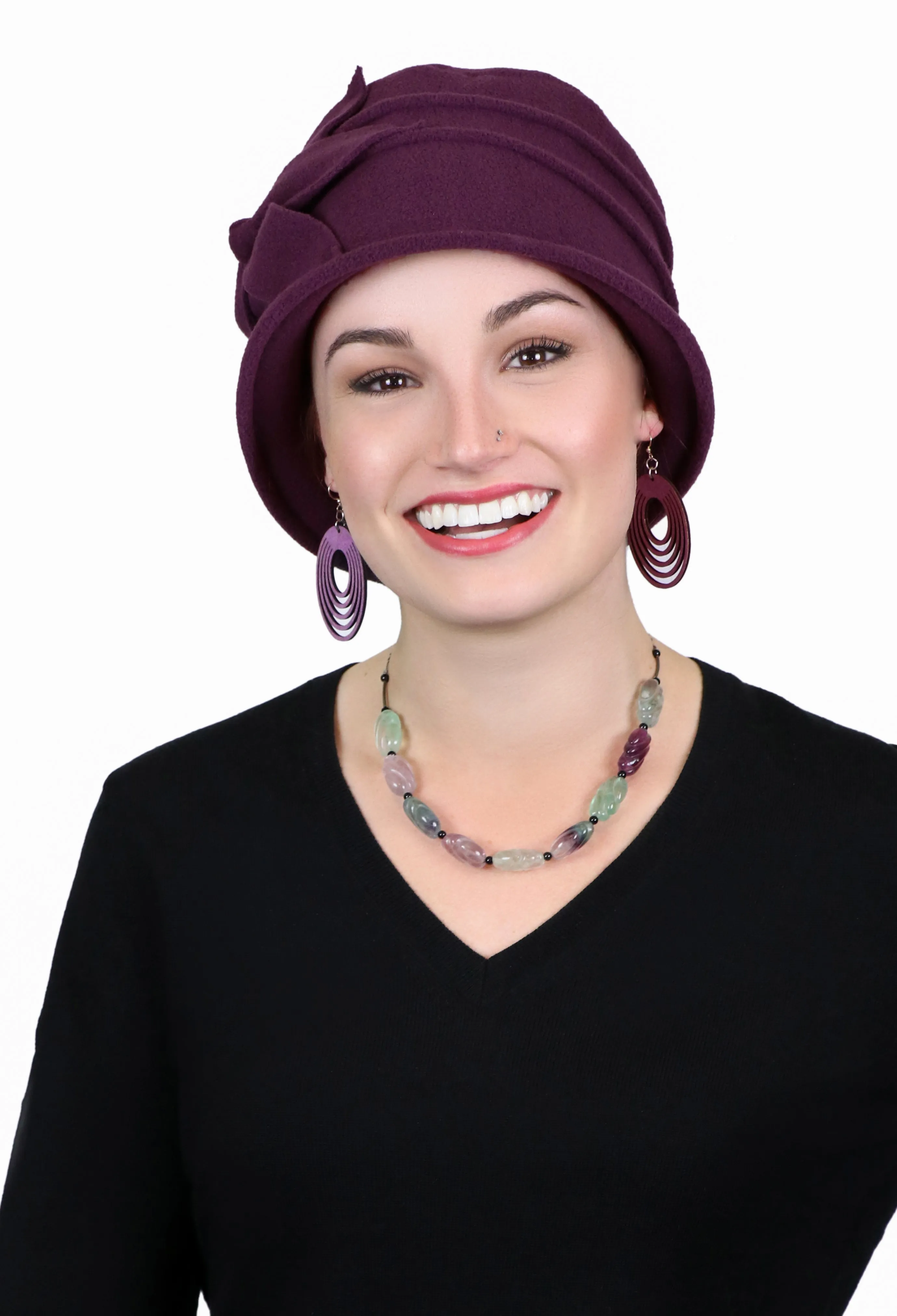 Fleece Flower Cloche Hat For Women Chemo Headwear