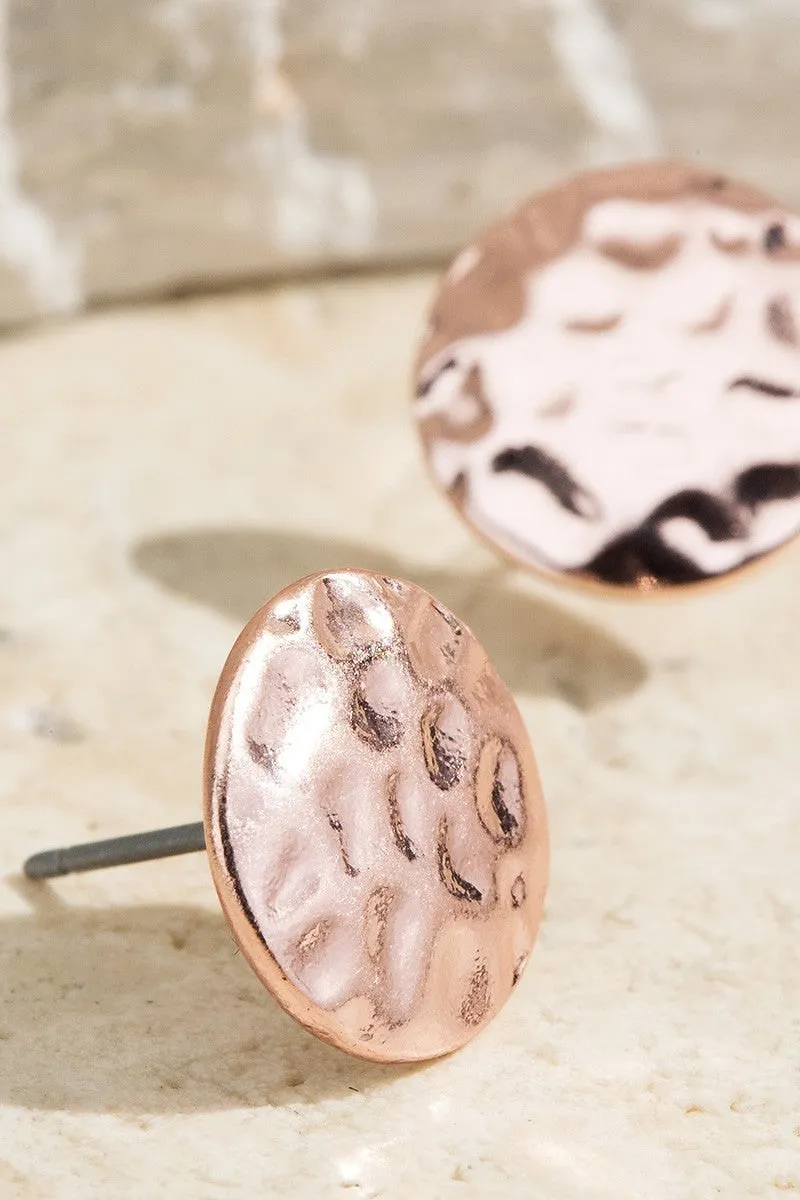 FME220 Hammered Metal Studs Rose Gold