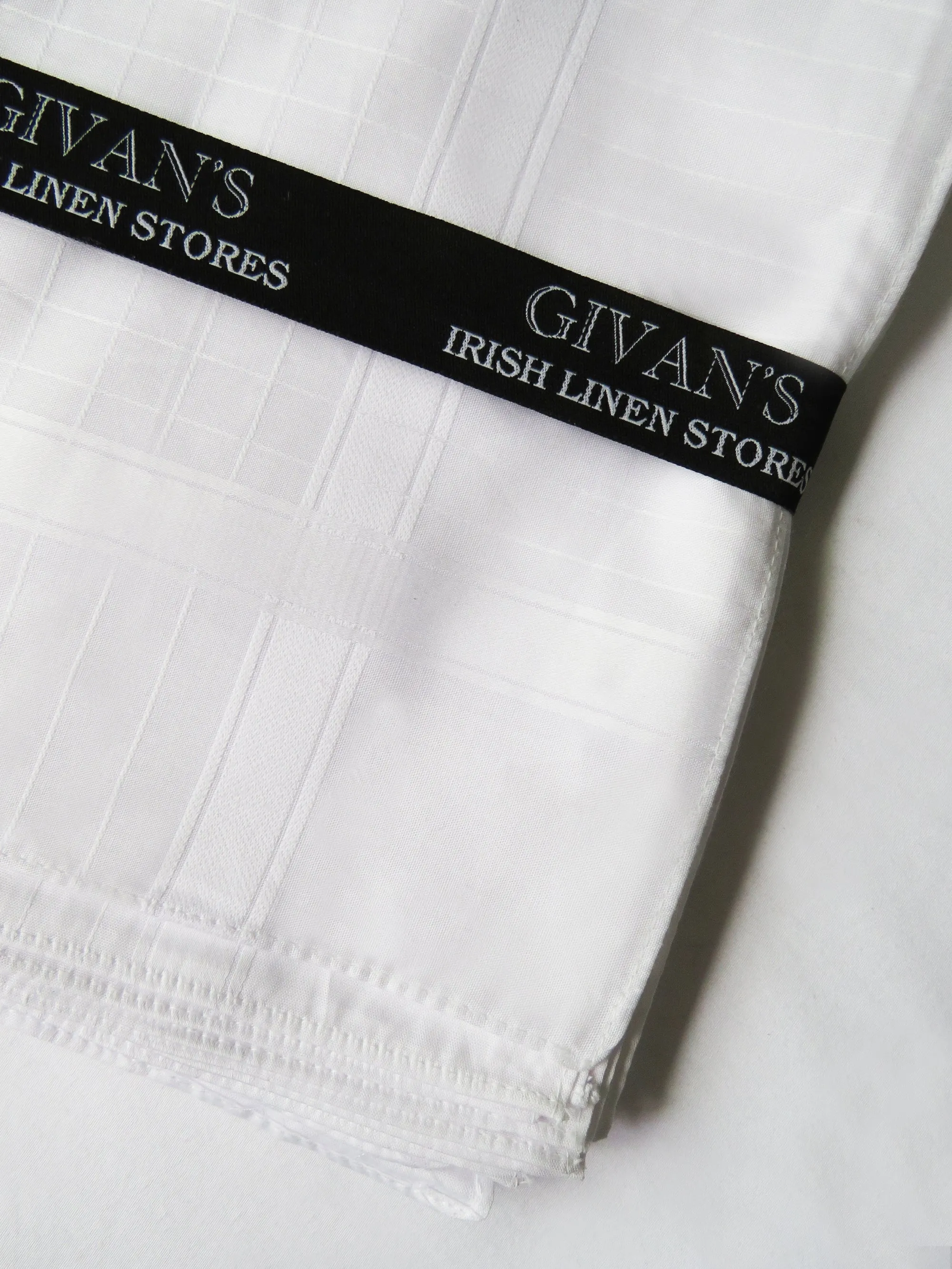 Gentleman's White Cotton Jacquard Check Handkerchiefs - Set of 12