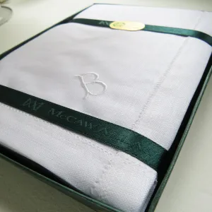 Gentlemen's Irish Linen Embroidered Initial Handkerchiefs - Box of 3