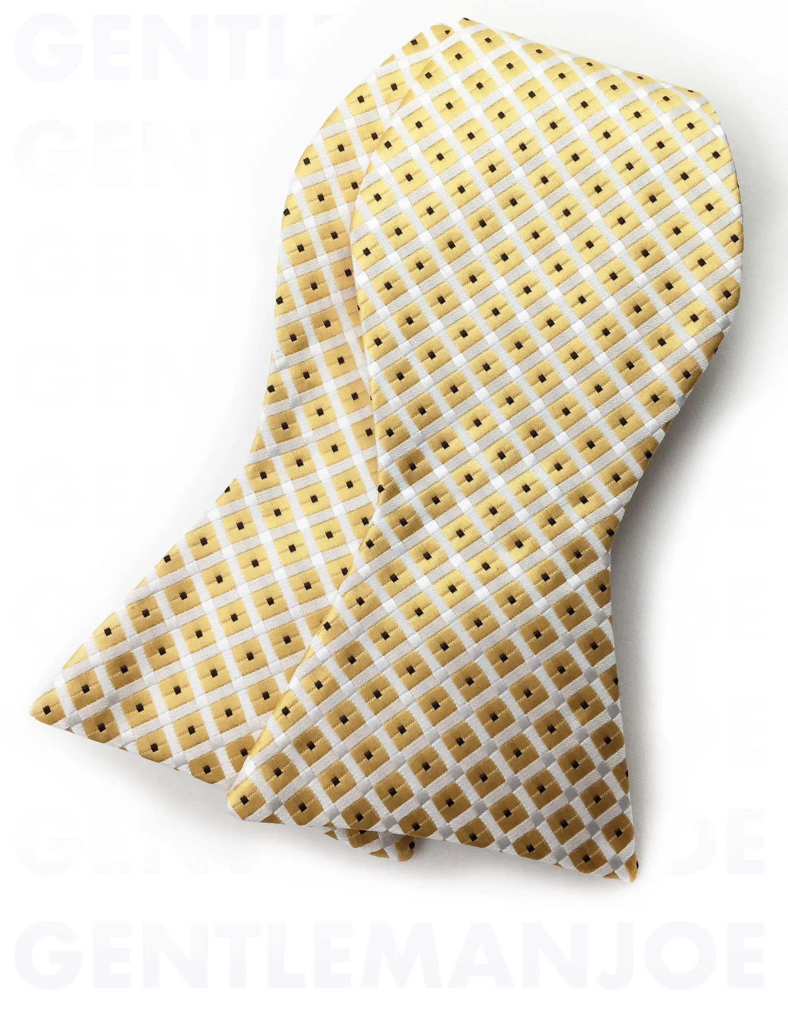 Gold and White Self Tie Silk Bow Tie