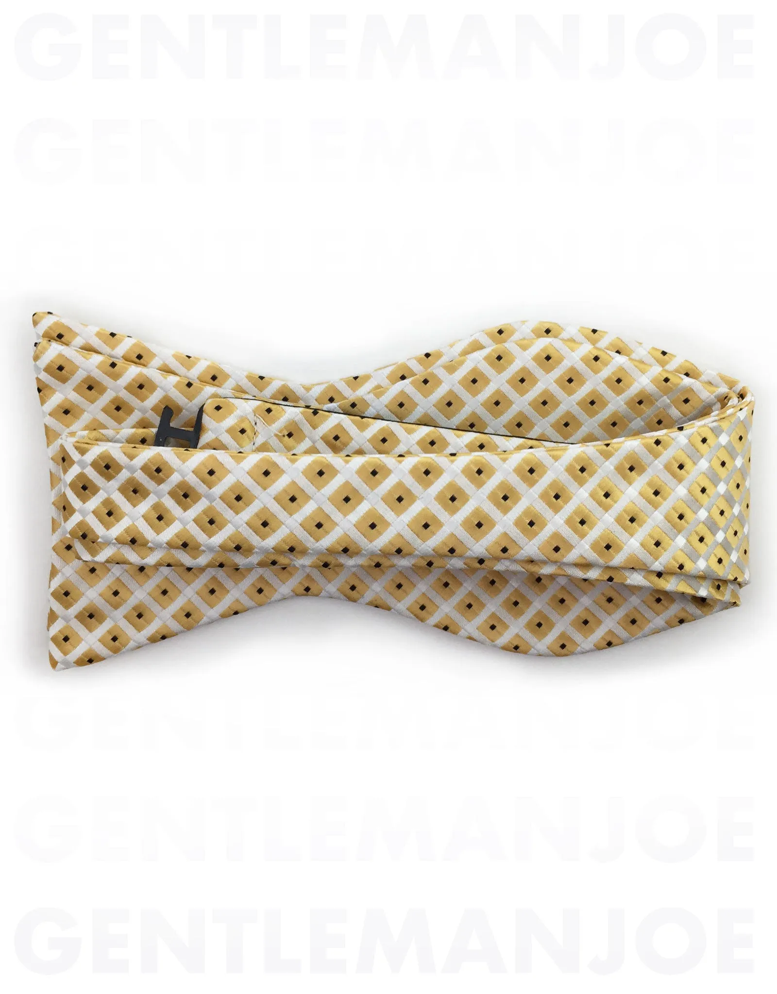 Gold and White Self Tie Silk Bow Tie