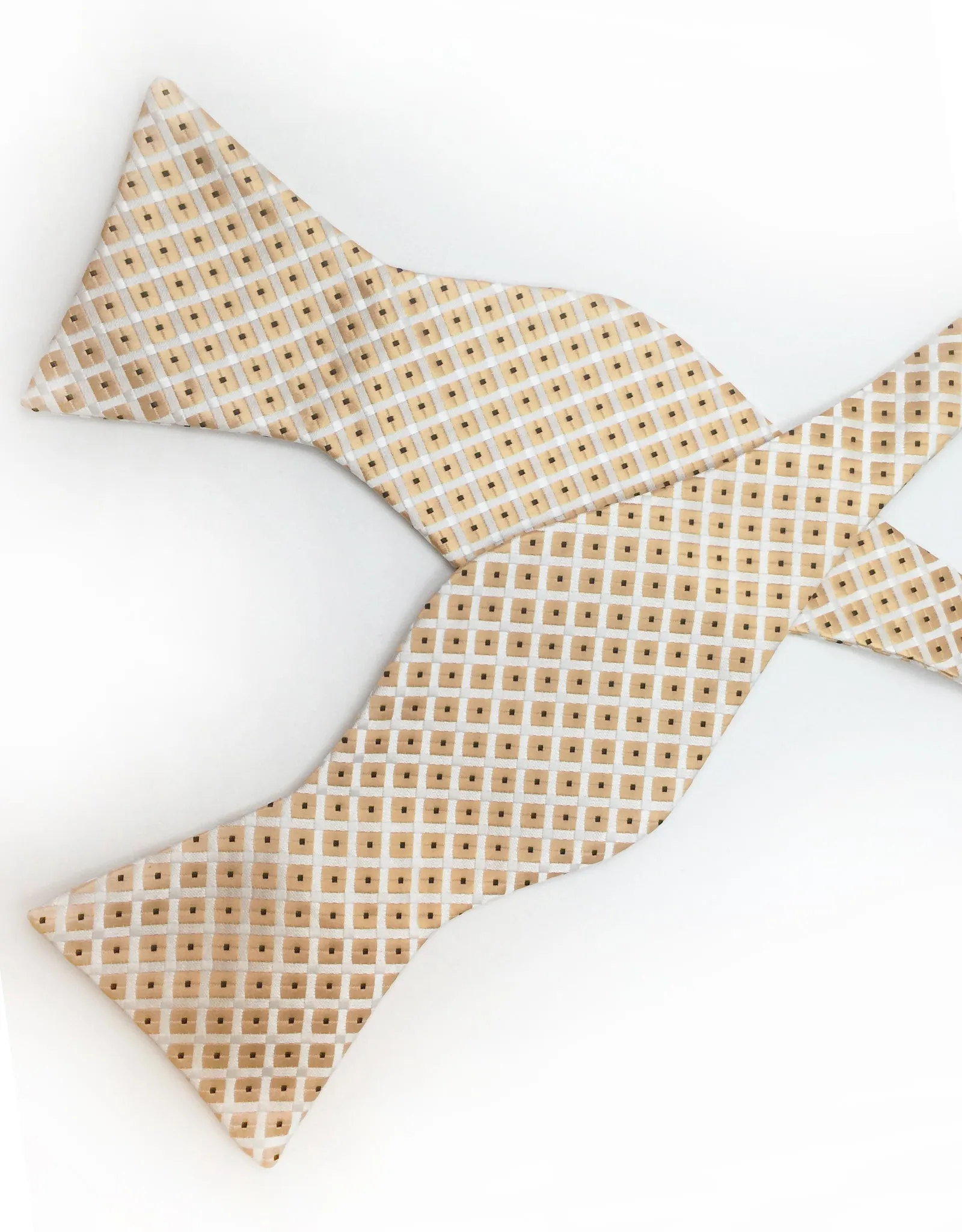 Gold and White Self Tie Silk Bow Tie