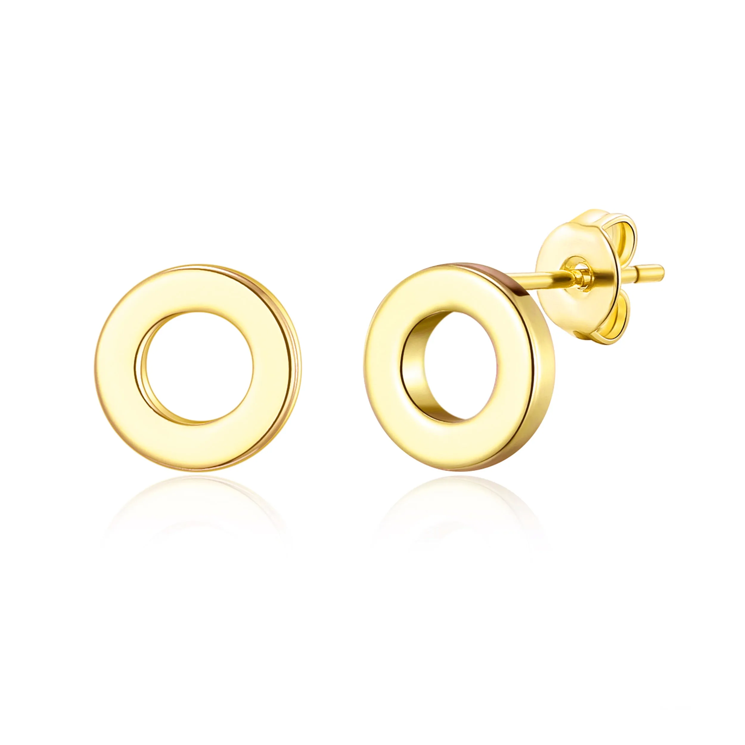 Gold Plated Circle Stud Earrings