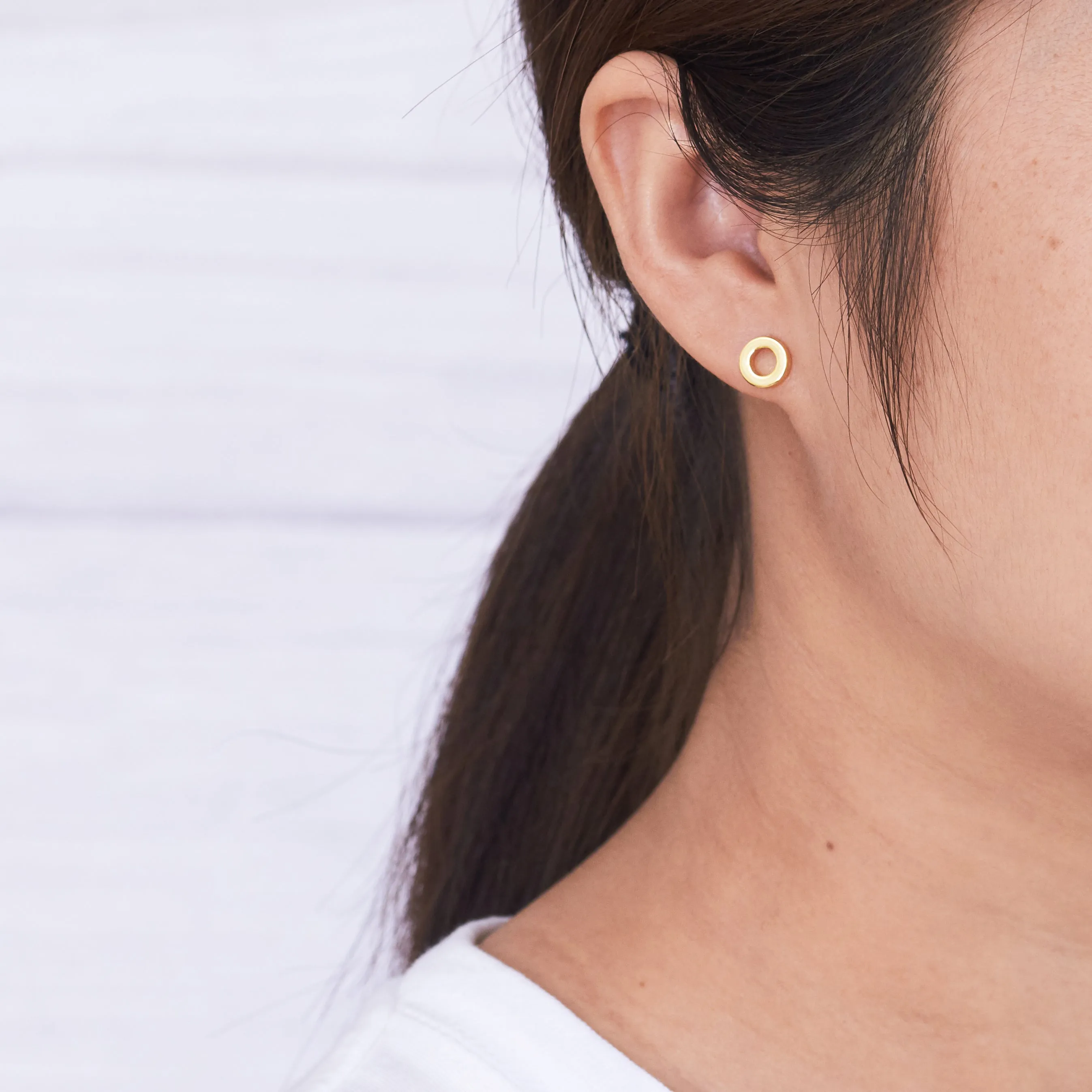 Gold Plated Circle Stud Earrings