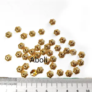 Golden bead caps 7 mm metal beadcaps MBCG13 10 gm