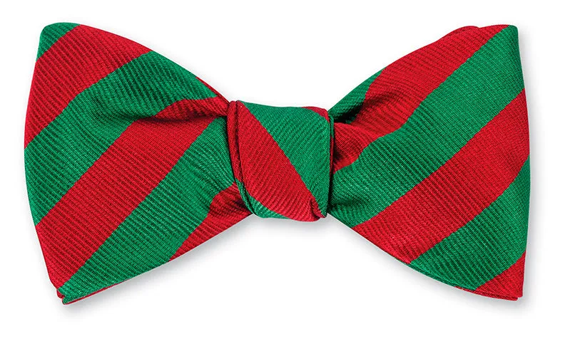 Green and Red Striped Bow Tie - B630