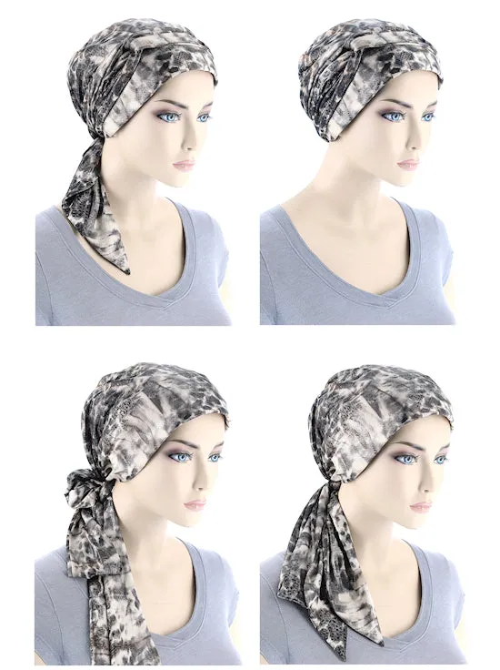 Head Wrap Scarf Black Silver Shimmer