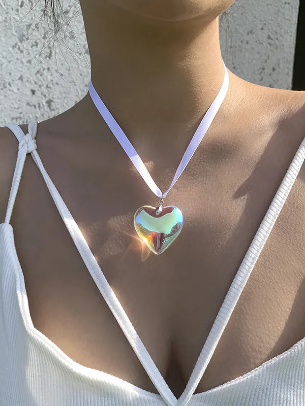 Heart Shape Streamer Tied Necklaces Accessories