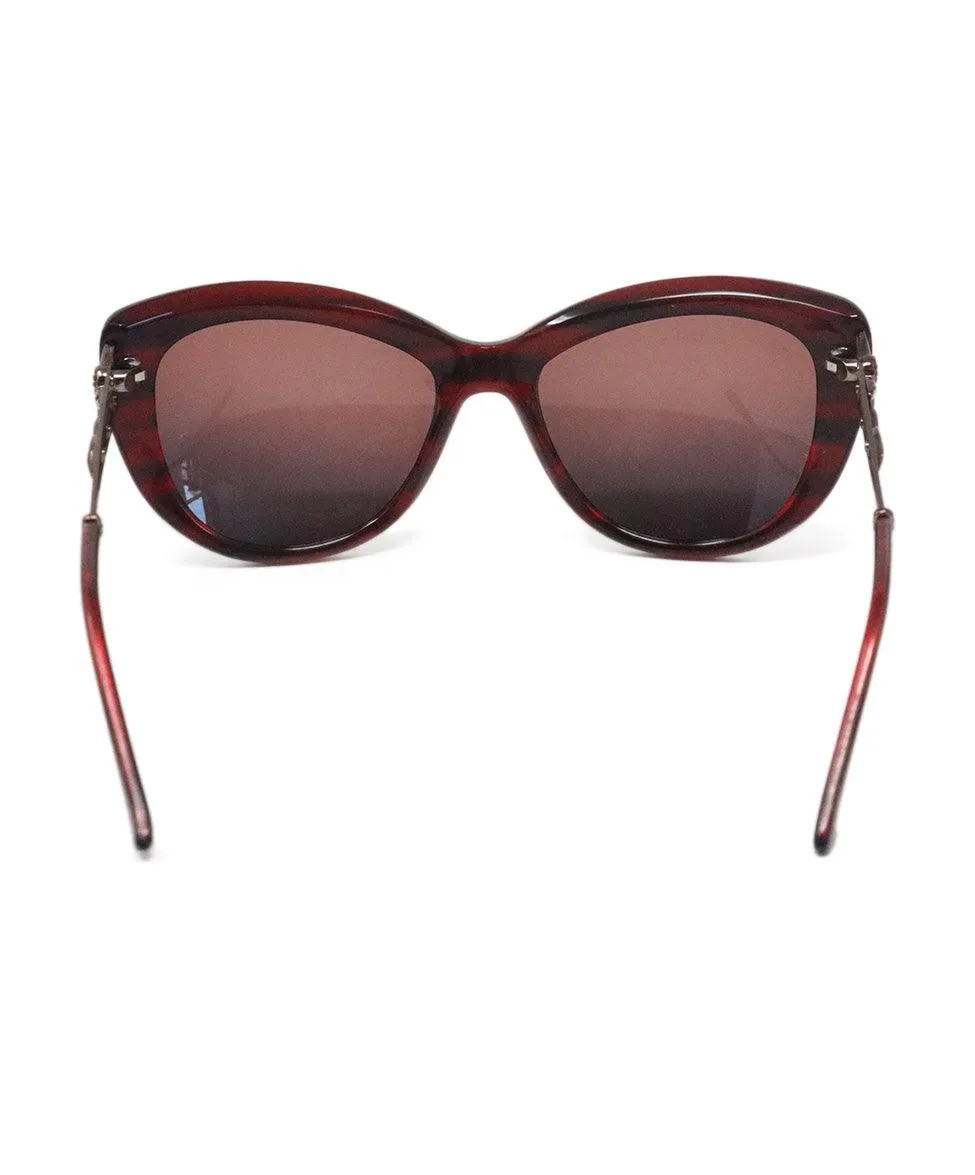 Judith Leiber Burgundy Sunglasses w/ Rhinestone Trim