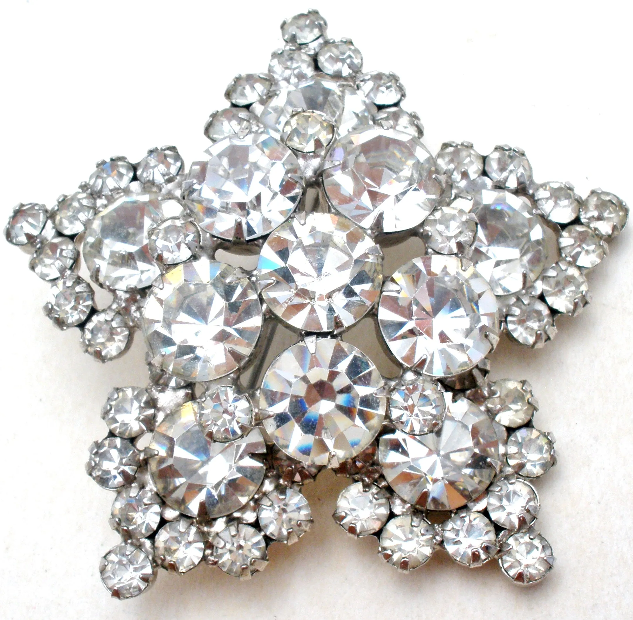 Juliana Clear Rhinestone Star Brooch Pin Vintage