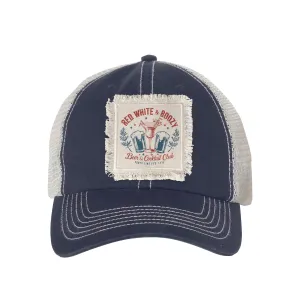 July 4th raggy patch cap funny drinking red white & boozy patch hat fourth of july beer cocktail club cap trucker hat patch-018