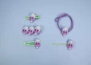 Kamule Polymer clay Character Hair Accessories set of 5-Blue