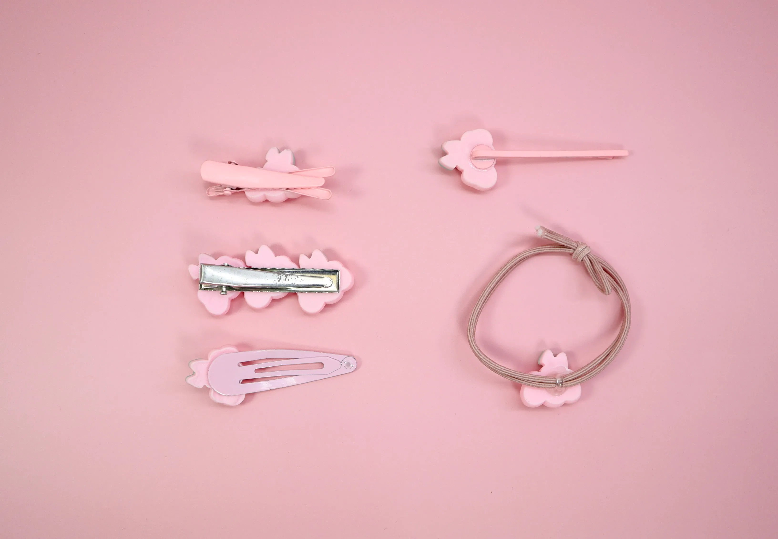 Kamule Polymer clay Character Hair Accessories set of 5- Pink