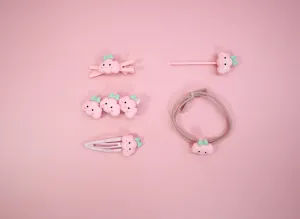 Kamule Polymer clay Character Hair Accessories set of 5- Pink