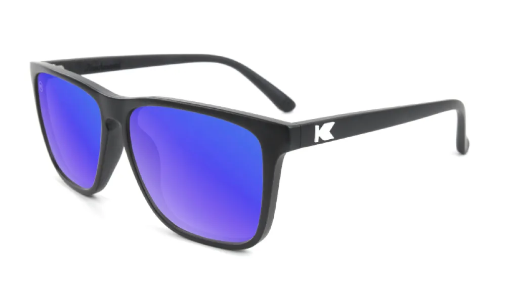 Knockaround Fast Lanes Matte Black Frame - Blue Moonshine Lens - Polarized Sunglasses