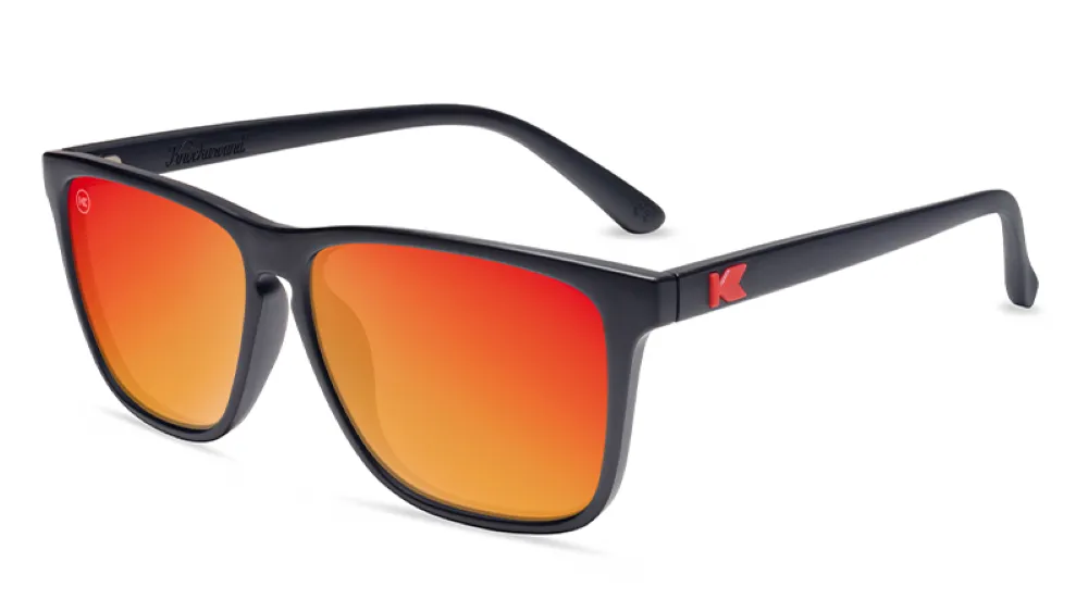 Knockaround Fast Lanes Matte Black Frame - Red Sunset Lens - Polarized Sunglasses