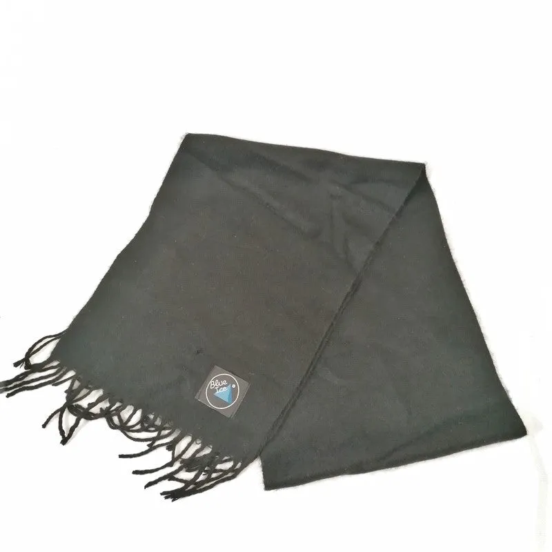 Lightweight Long Fleece Scarf With Tassels. New. Black.