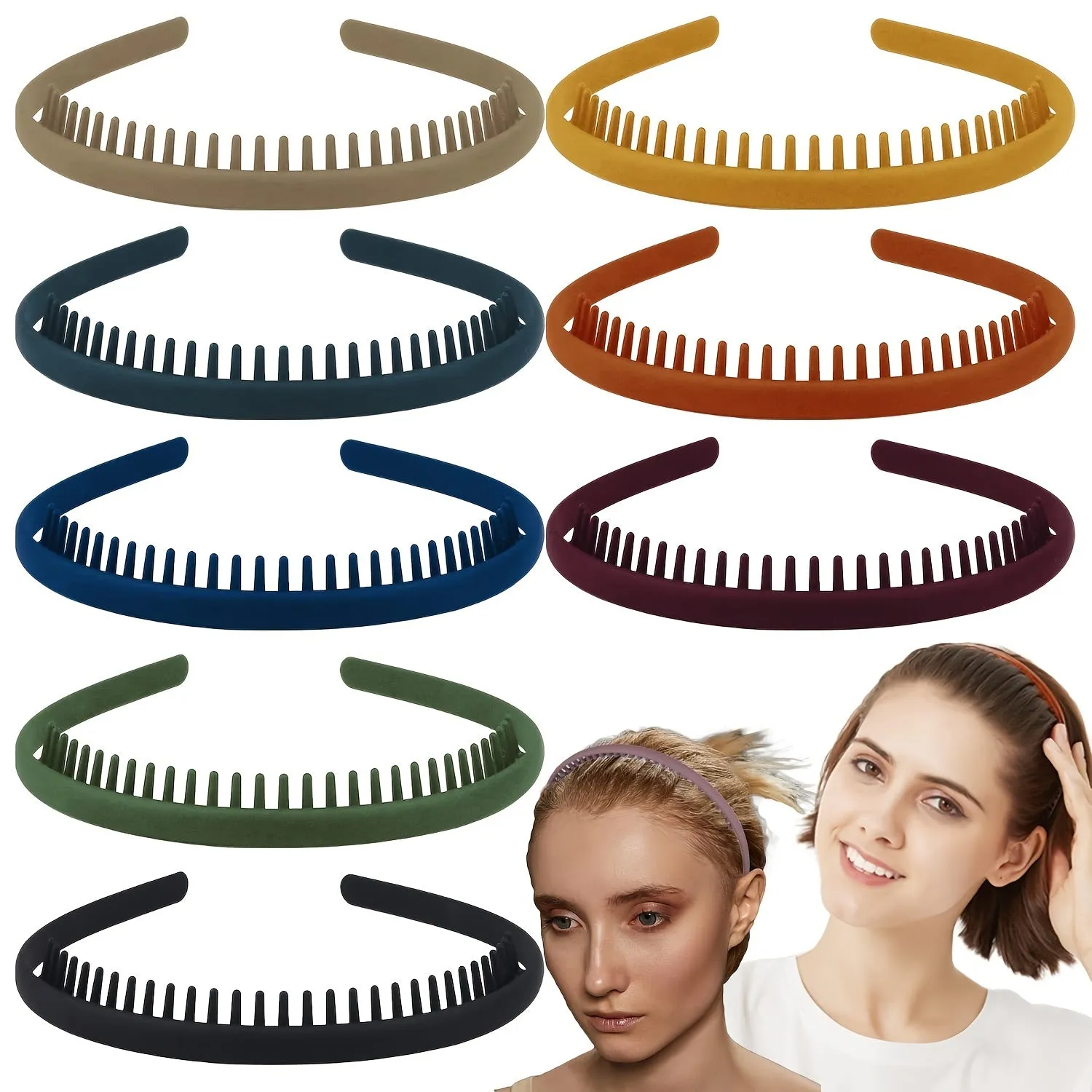 NonSlip Plastic Headbands for Women with Comb Teeth