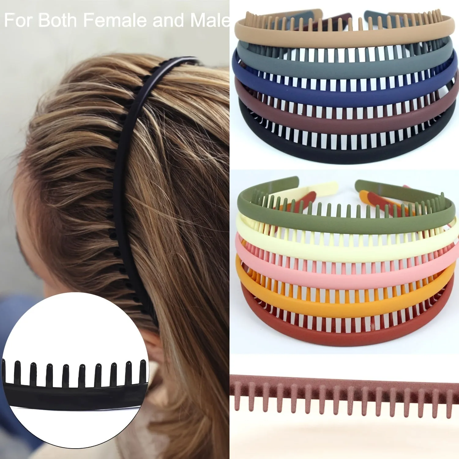 NonSlip Plastic Headbands for Women with Comb Teeth