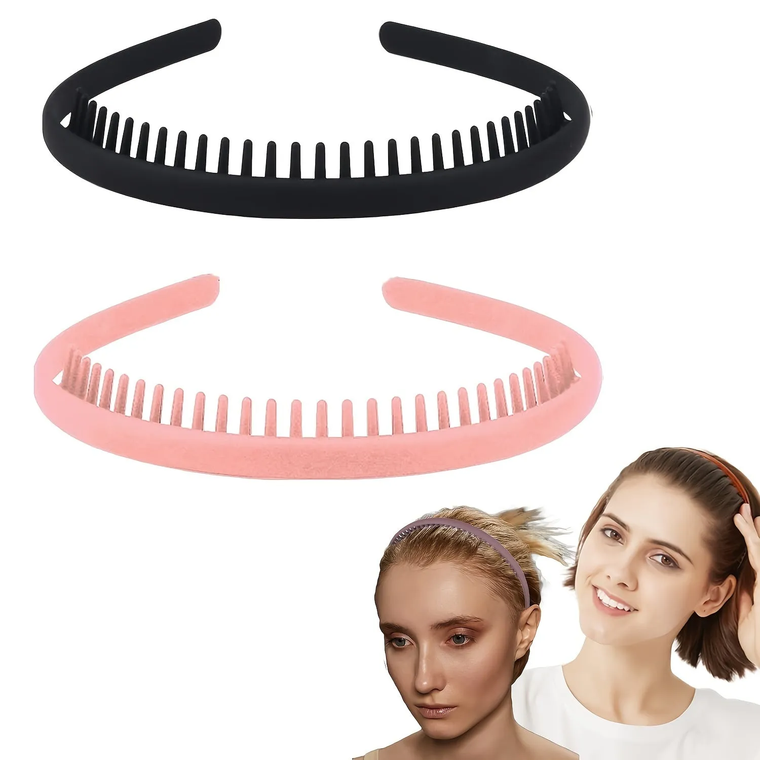 NonSlip Plastic Headbands for Women with Comb Teeth