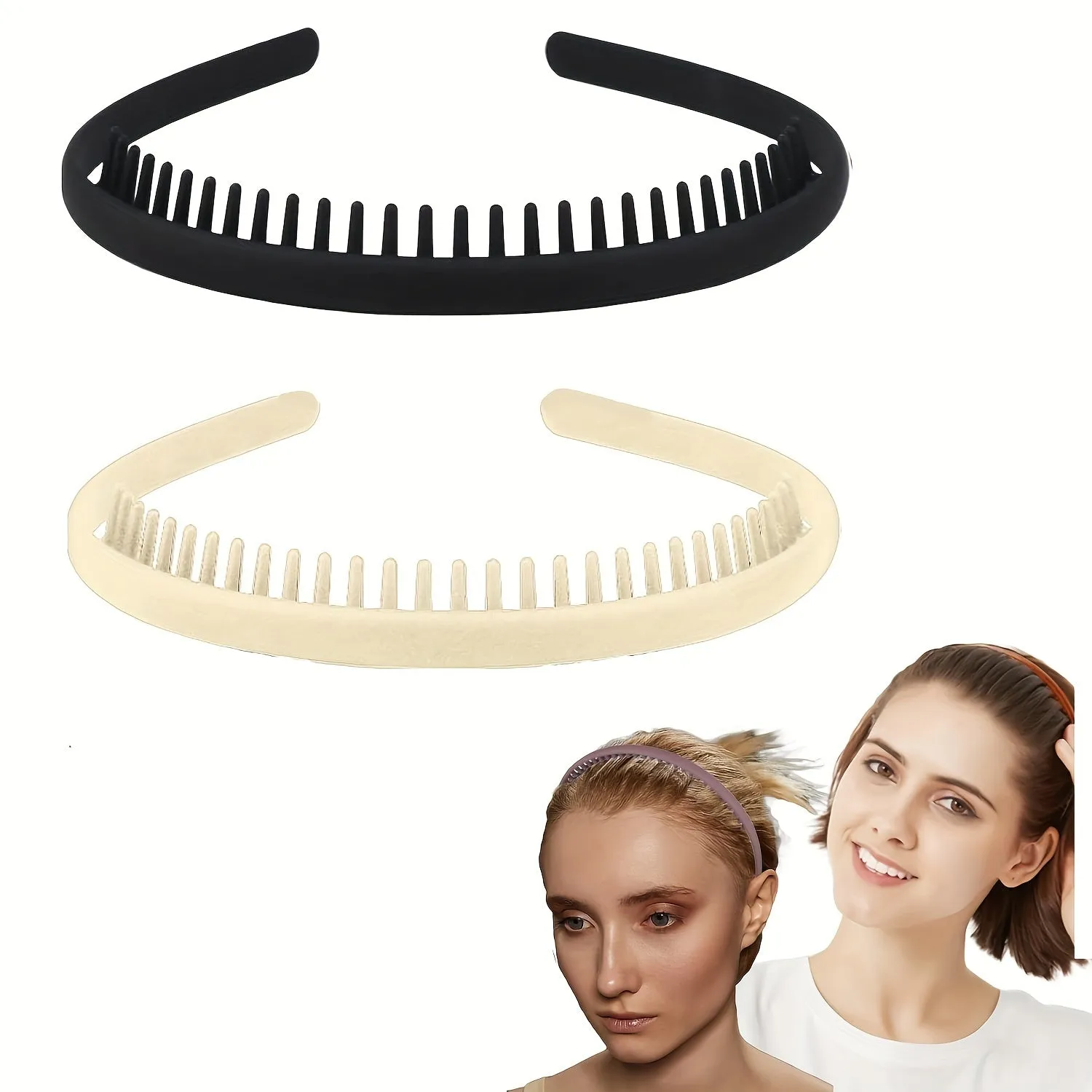 NonSlip Plastic Headbands for Women with Comb Teeth