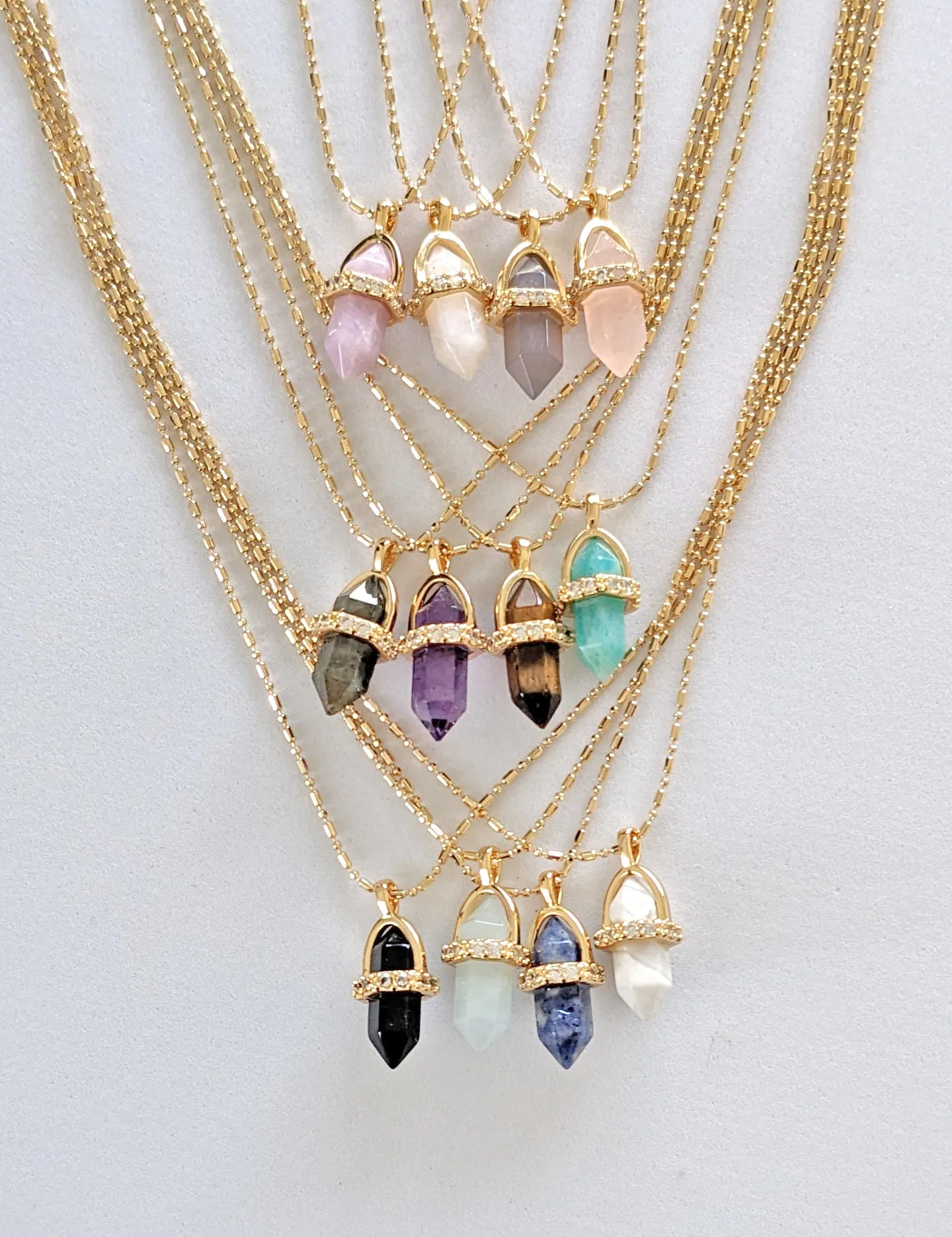 Nuance Mini Crystal Point Charm Necklaces