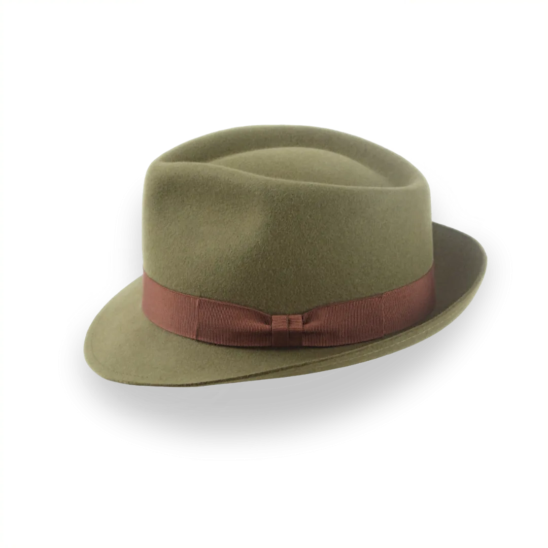 Olive Green Fur Felt Trilby Fedora Hat | The Colombo