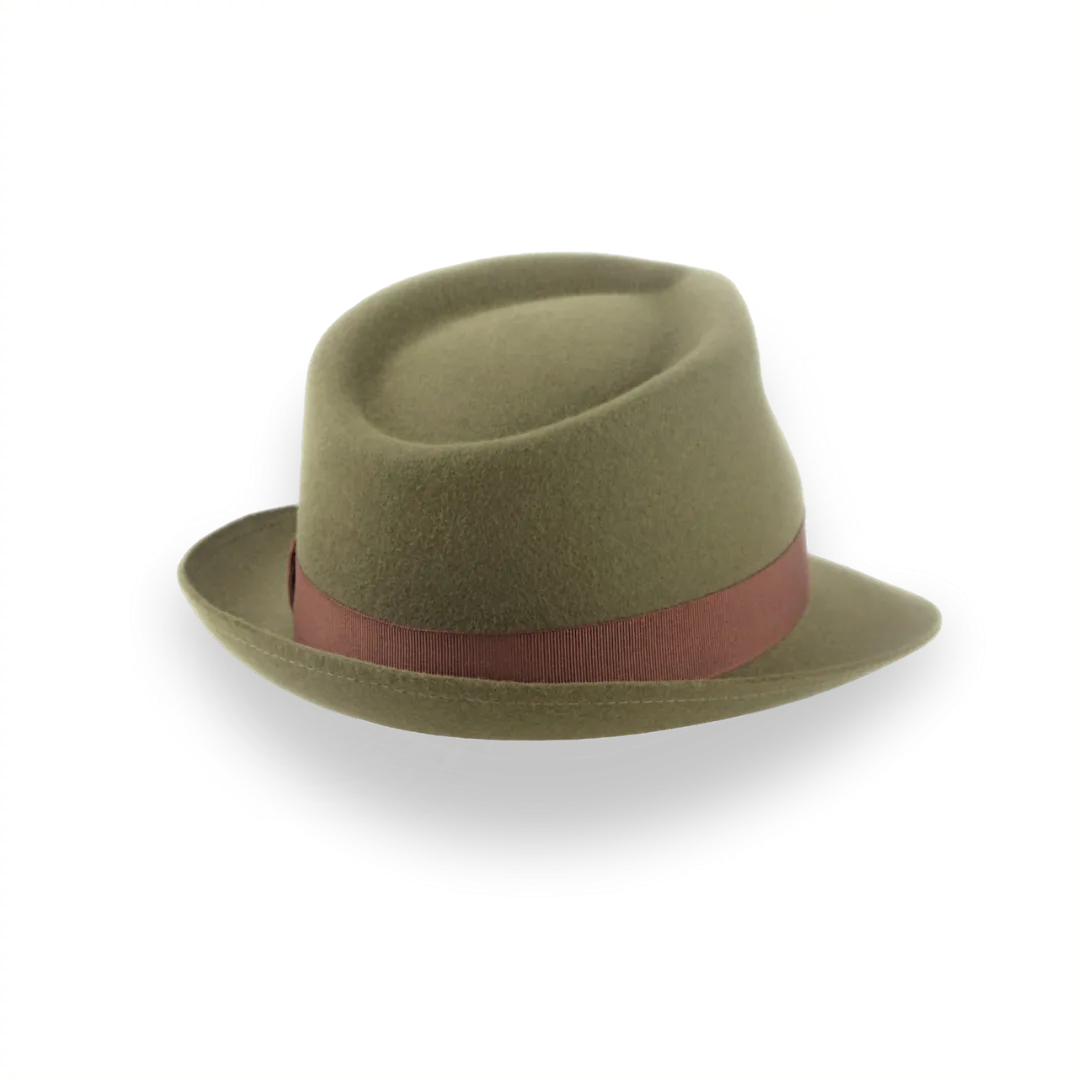 Olive Green Fur Felt Trilby Fedora Hat | The Colombo