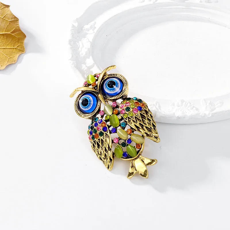 Owl Brooch Corsage Crystal Brooches