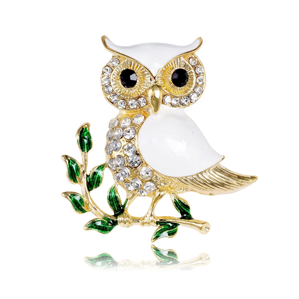 Owl Rhinestone Brooches Animal Pins