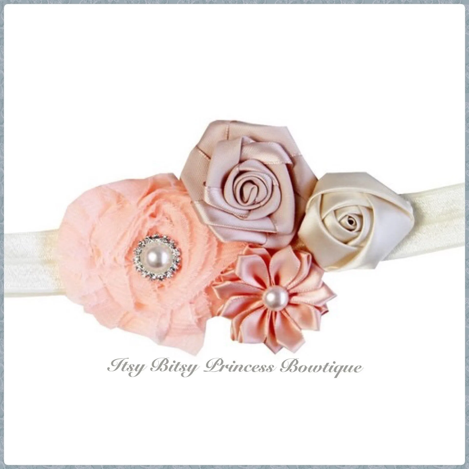 Peach Rosettes Headbands