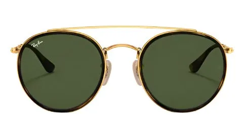 Ray-Ban Round Double Bridge Non-Polarized Sunglasses - Gold/G-15 Green