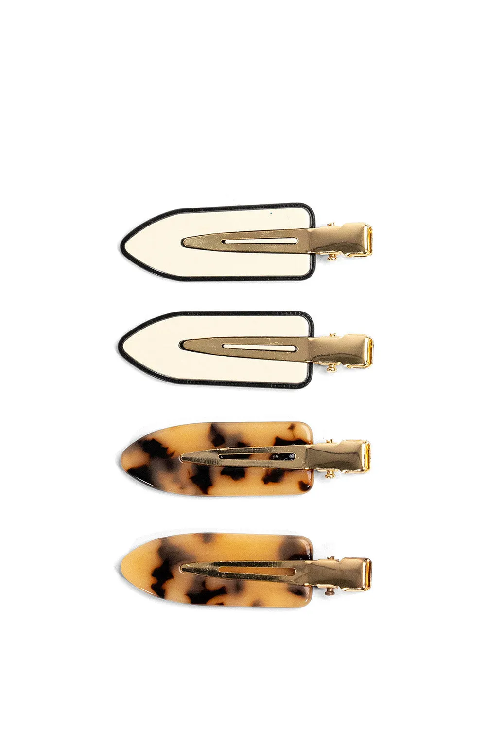 Resin Styling Clips in Brown Tortoiseshell and Cream