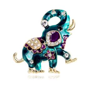 Rhinestone Elephant Brooches