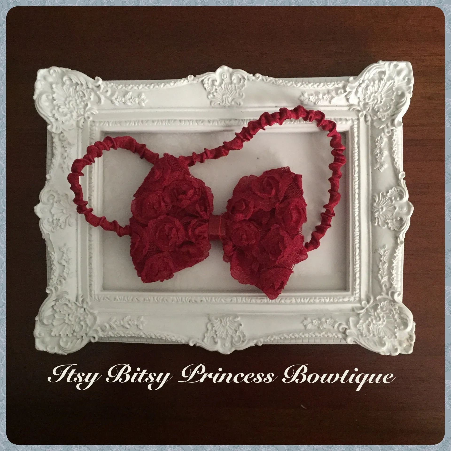 Ruby Wine Red Rose Bow headband