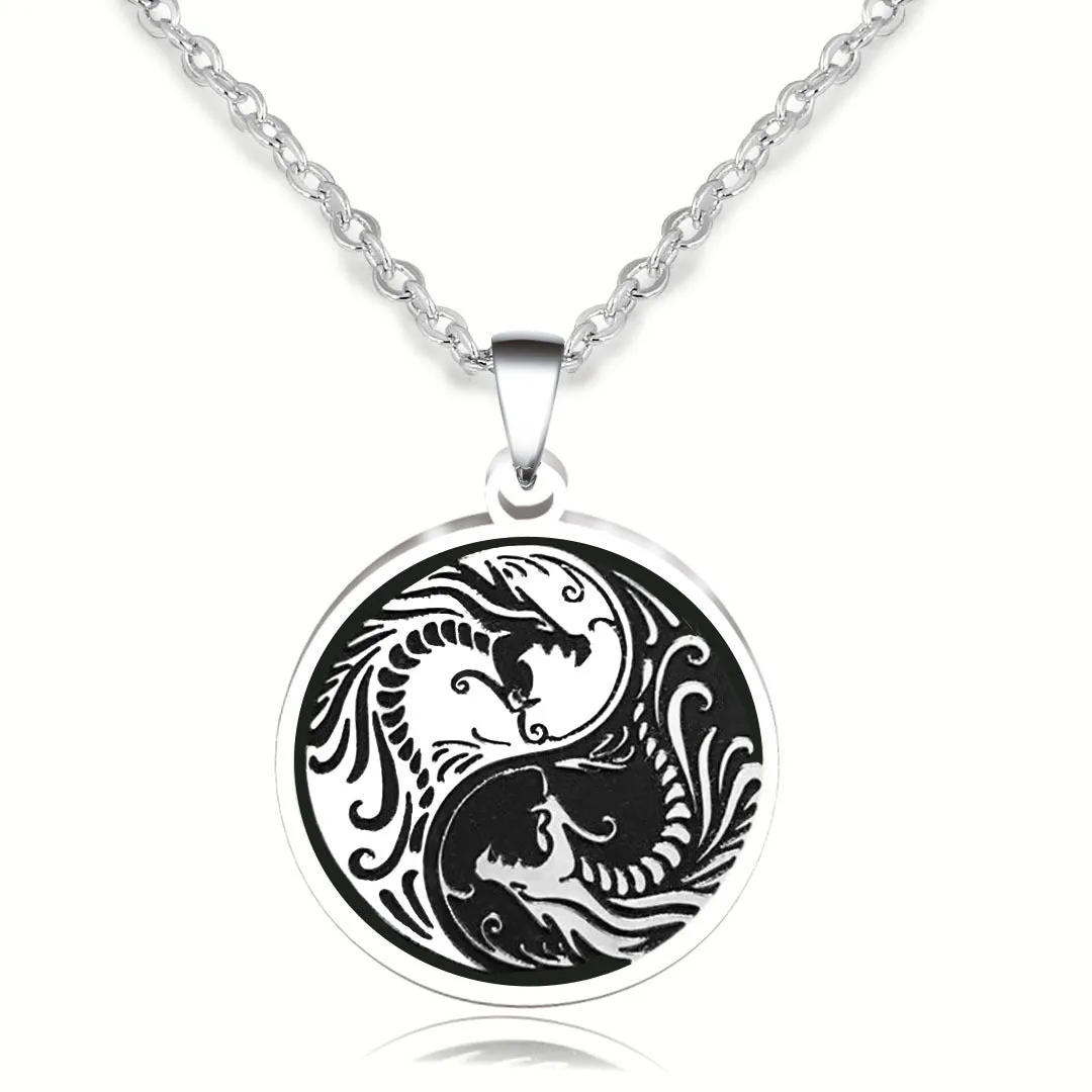 SISSLIA Wholesale Round Zodiac Pendant Chain Necklaces Jewelry Stainless Steel Necklaces For Men Women