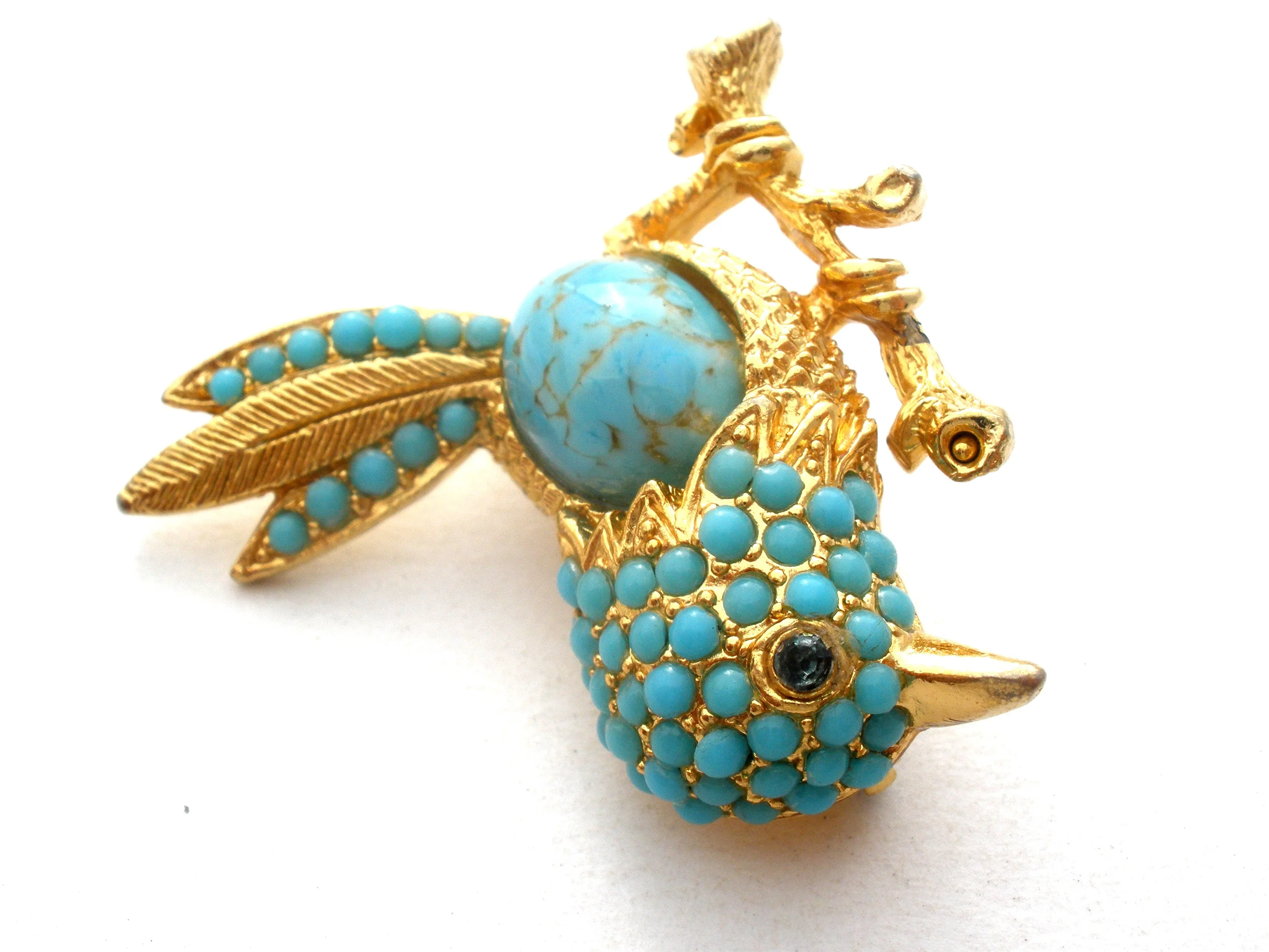 Sphinx Blue Bird Jelly Belly Brooch Pin Vintage