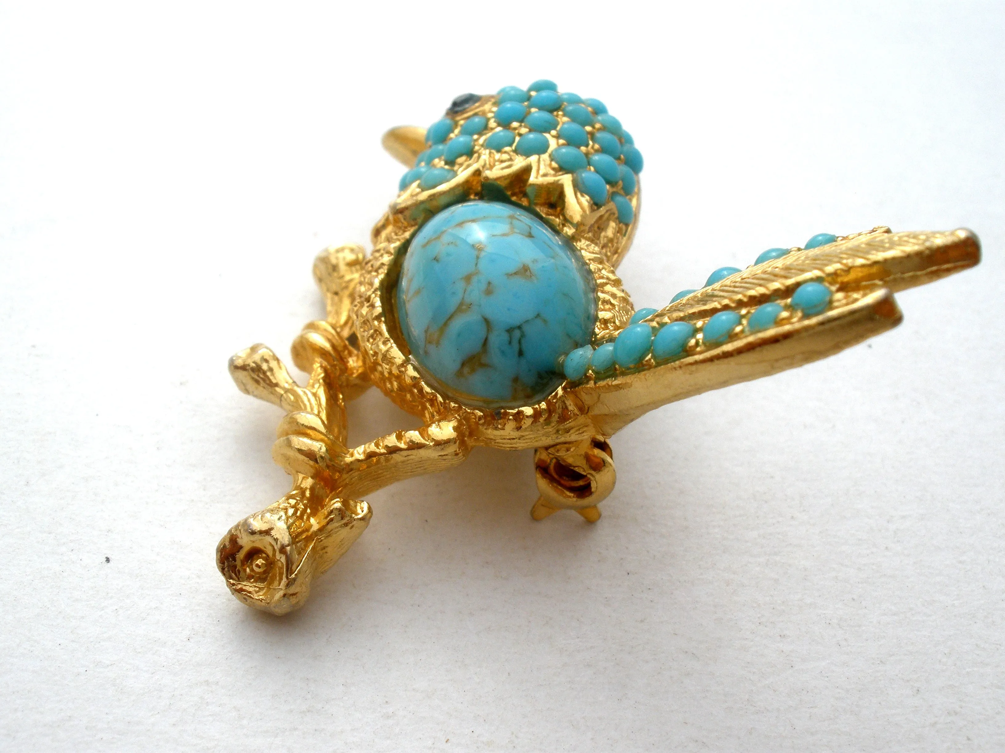 Sphinx Blue Bird Jelly Belly Brooch Pin Vintage