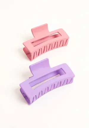 Square Hair Clip Multipack in Lilac and Pink