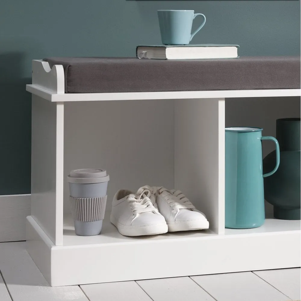 Stockholm Storage Bench with 3 Storage Cubes in Classic White