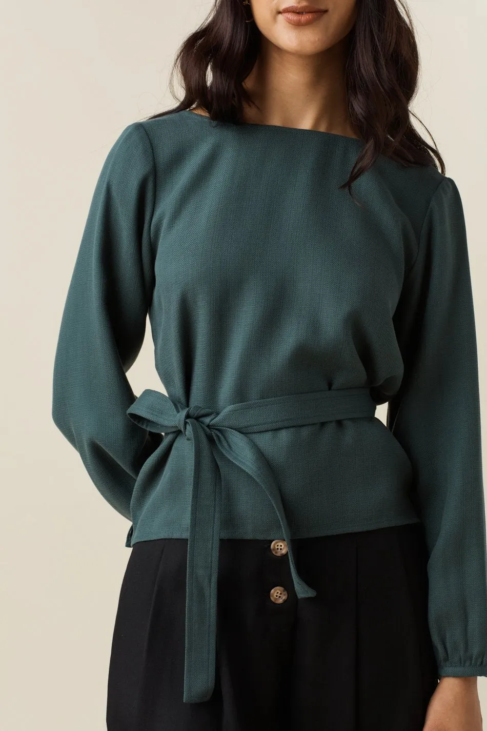 The Gathered Sleeve Wrap Top