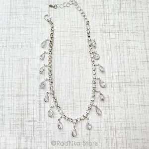 Tiny Crystal Teardrops With  Rhinestones-Deity Necklace