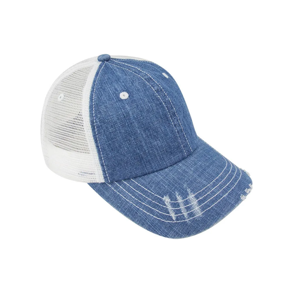 TopHeadwear Denim Mesh Adjustable Cap