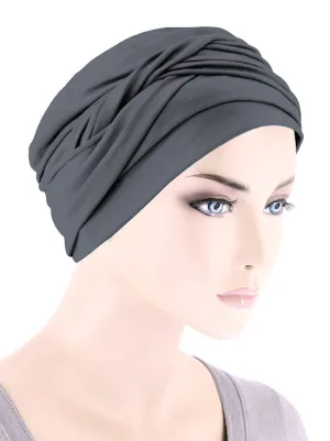 TWIST-SLATE#Twisty Turban in Buttery Soft Slate Gray